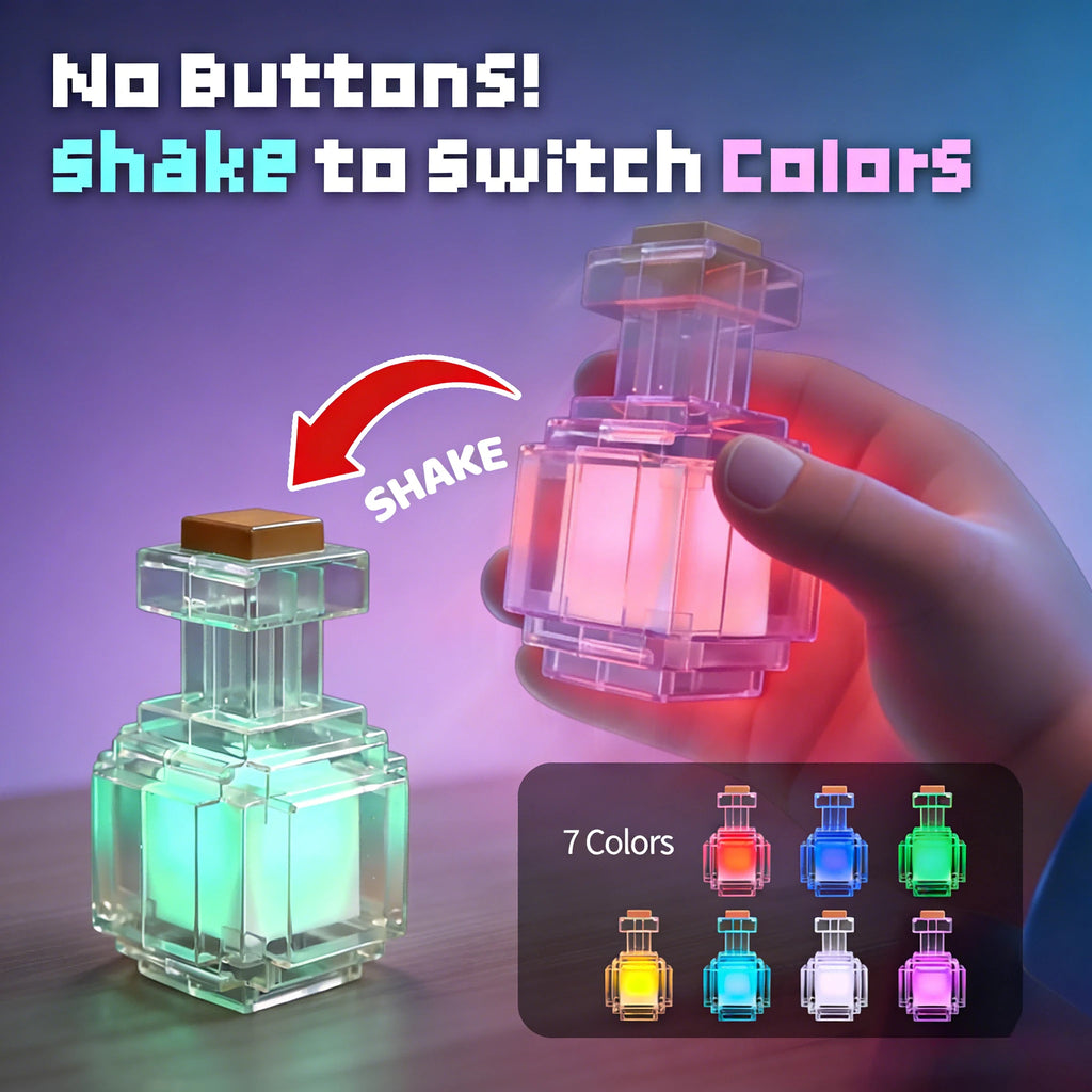 7 Color Changing Medicine Bottle LED Night Light Pixel Wind Peripheral design Toy USB Rechargeable Room Decoration Lamp Gift