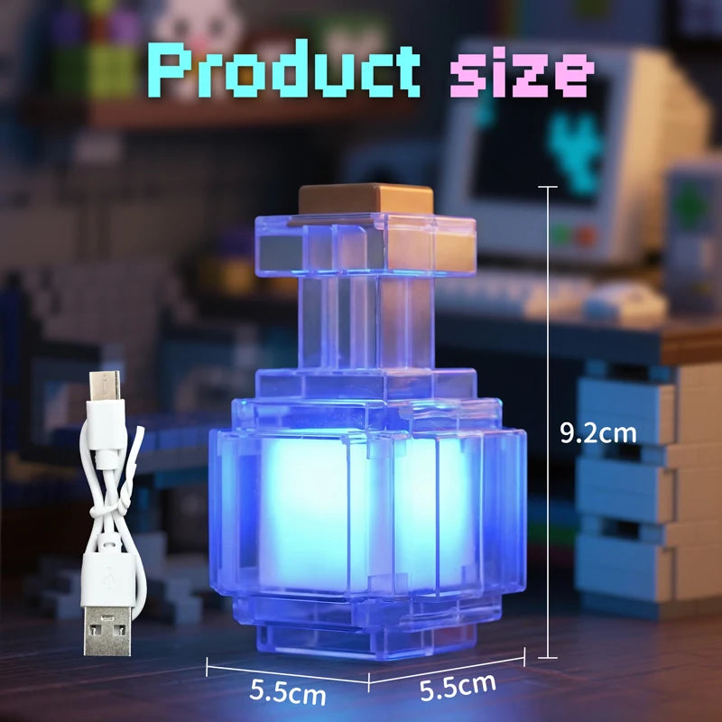 7 Color Changing Medicine Bottle LED Night Light Pixel Wind Peripheral design Toy USB Rechargeable Room Decoration Lamp Gift